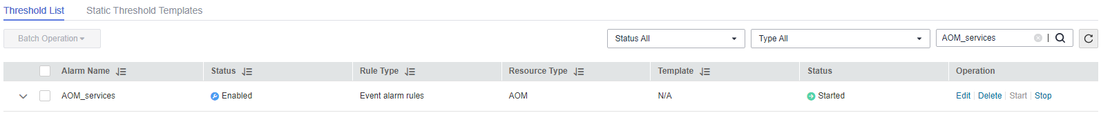 **Figure 5** Event alarm rule