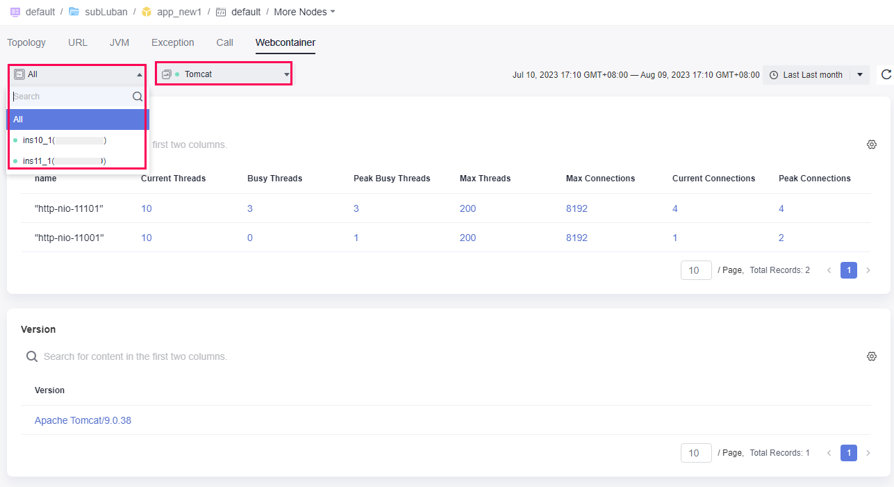 **Figure 2** Selecting an instance and monitoring item