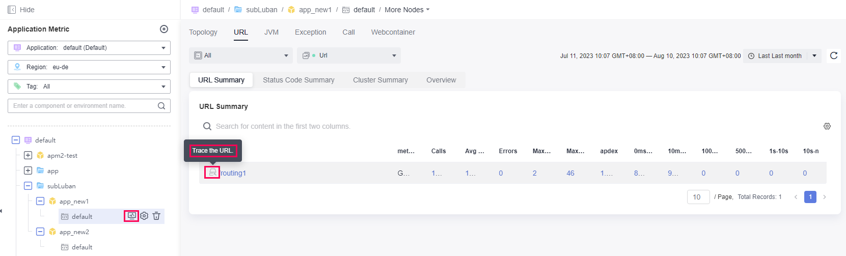 **Figure 1** Configuring URL tracing