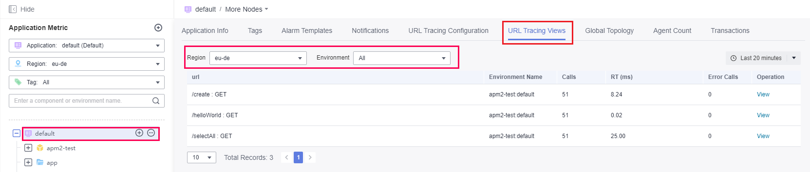 **Figure 3** Checking the URL tracing view