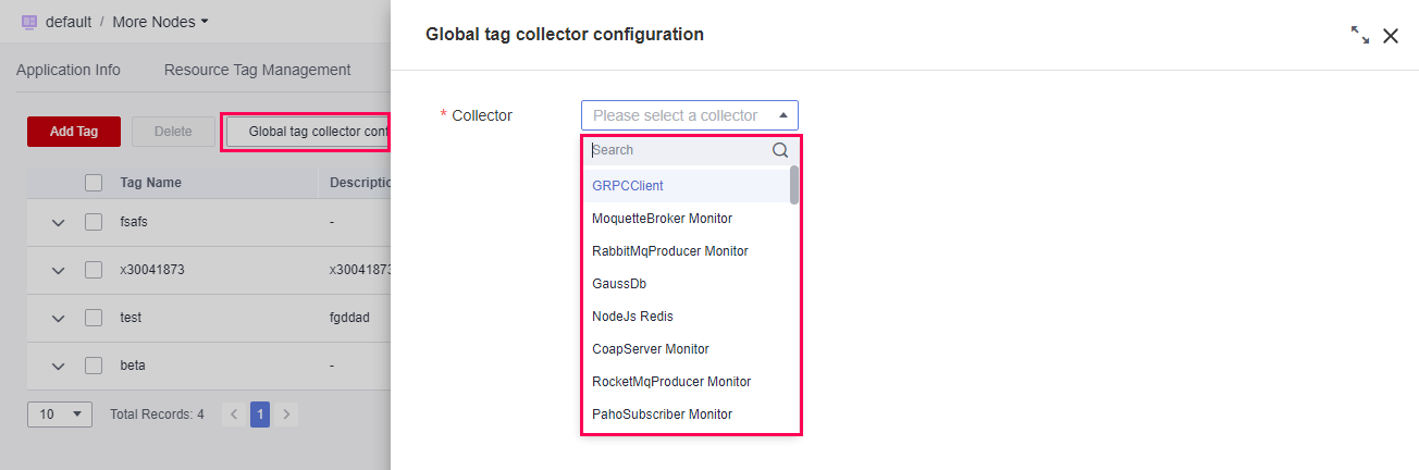 **Figure 4** Global tag collector configuration