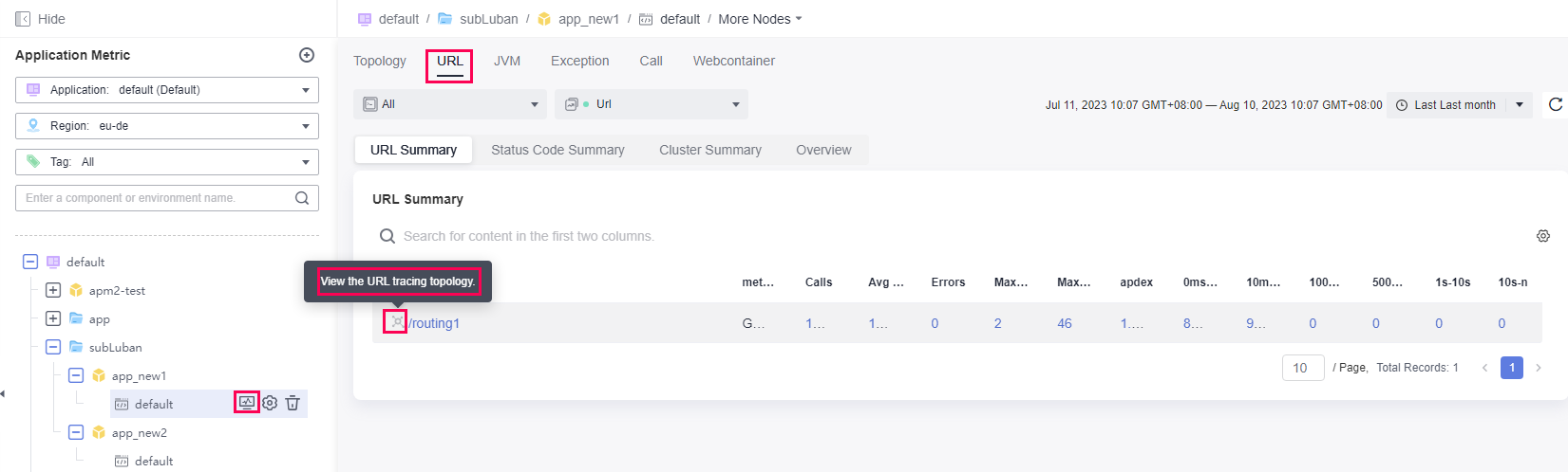 **Figure 2** Viewing URL tracing details