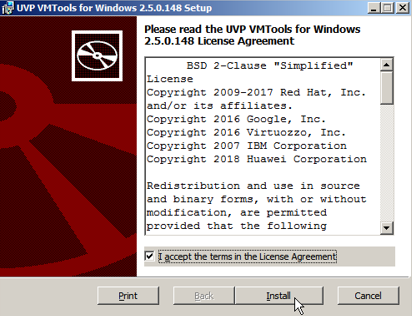 **Figure 16** Installing UVP VMTools for Windows