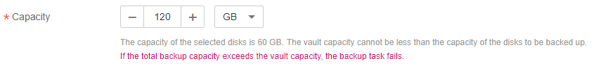 **Figure 2** Setting the vault capacity