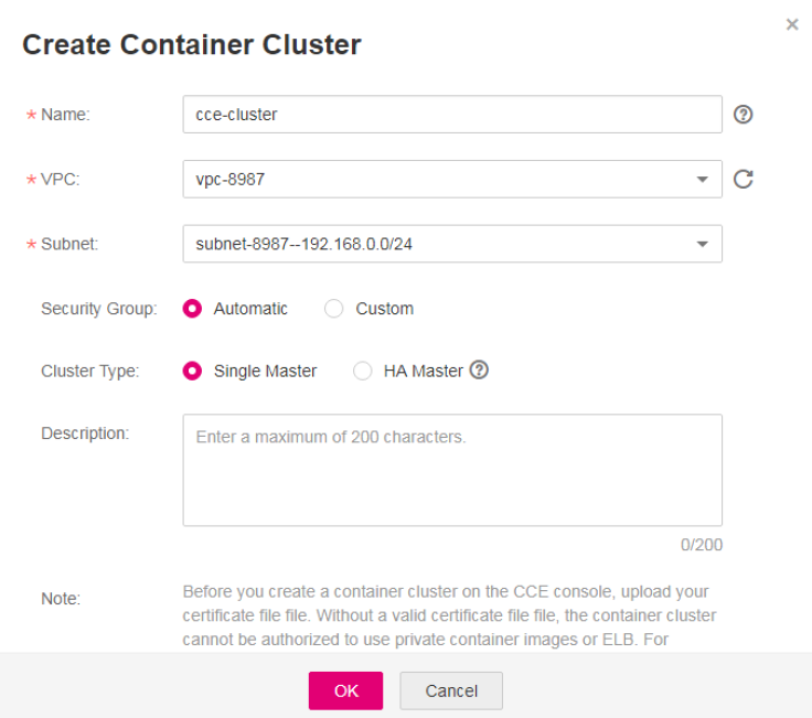 **Figure 1** Cluster specifications in CCE 1.0