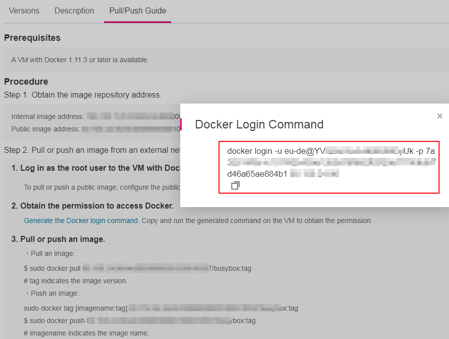 **Figure 1** Generate the Docker login command