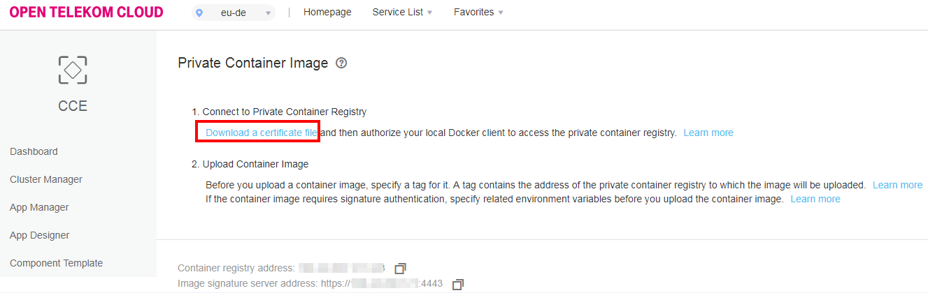 **Figure 2** Obtain the docker login configuration file