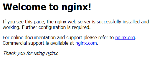 **Figure 1** Nginx web page accessed