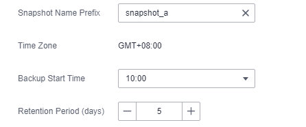 **Figure 3** Setting parameters for automatic snapshot creation