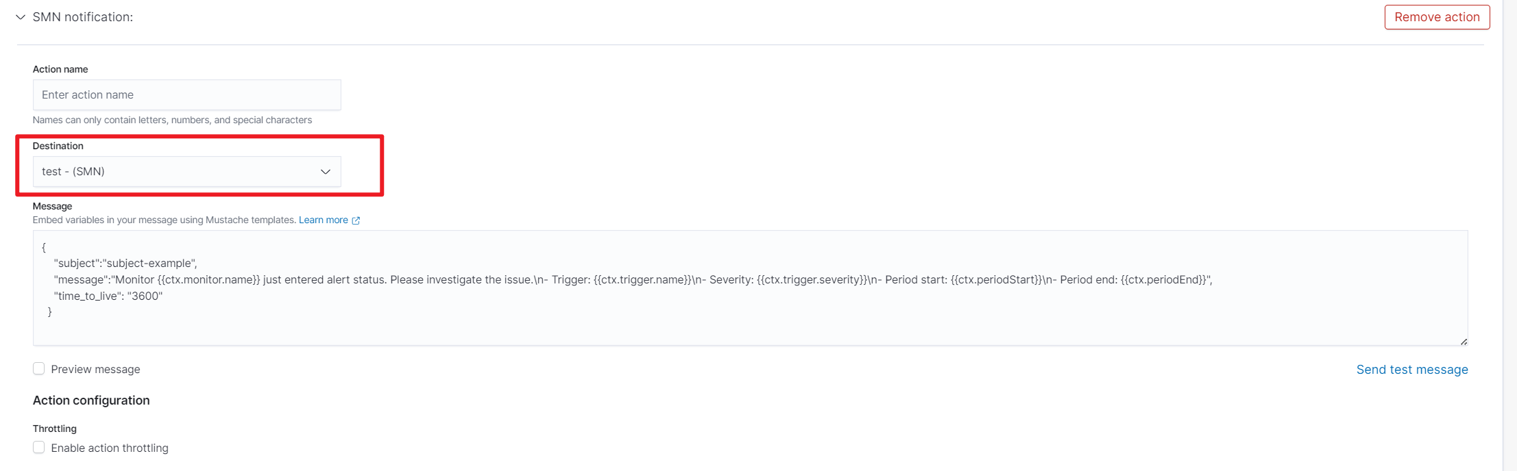 **Figure 3** Setting the destination of a trigger action