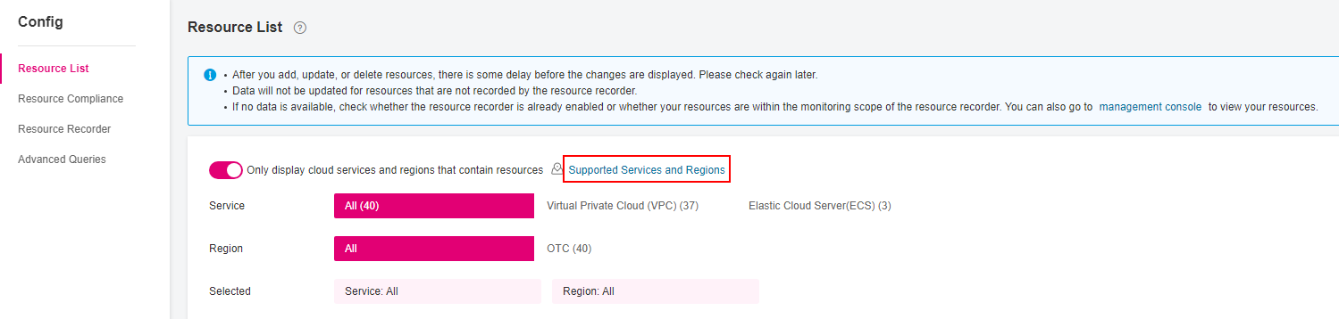 **Figure 1** Supported Resource and Regions