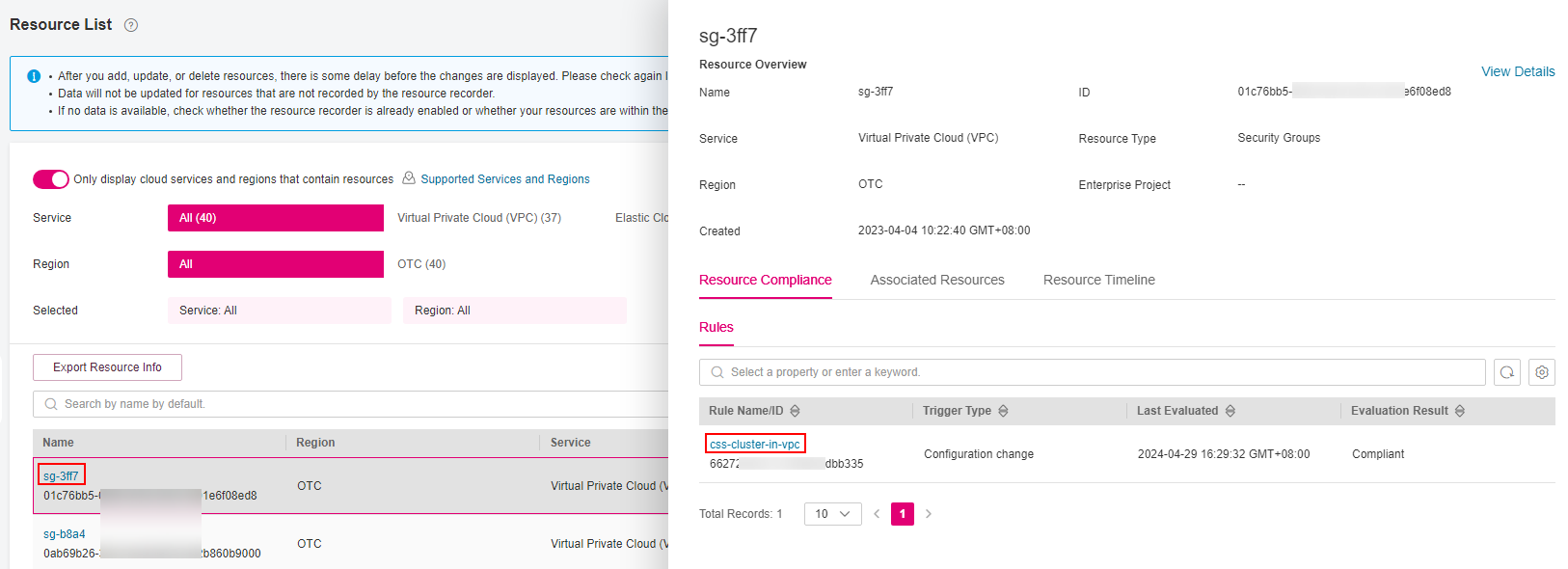 **Figure 1** Viewing resource compliance data