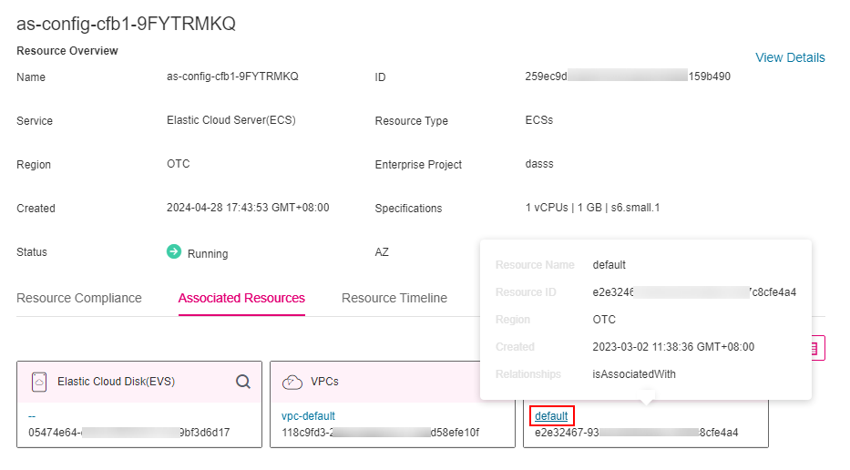 **Figure 1** Viewing associated resources