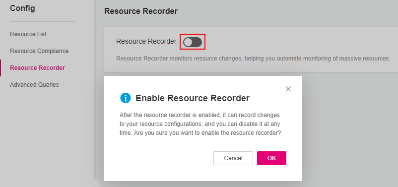 **Figure 1** Enabling the resource recorder