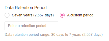 **Figure 4** Configuring a data retention period