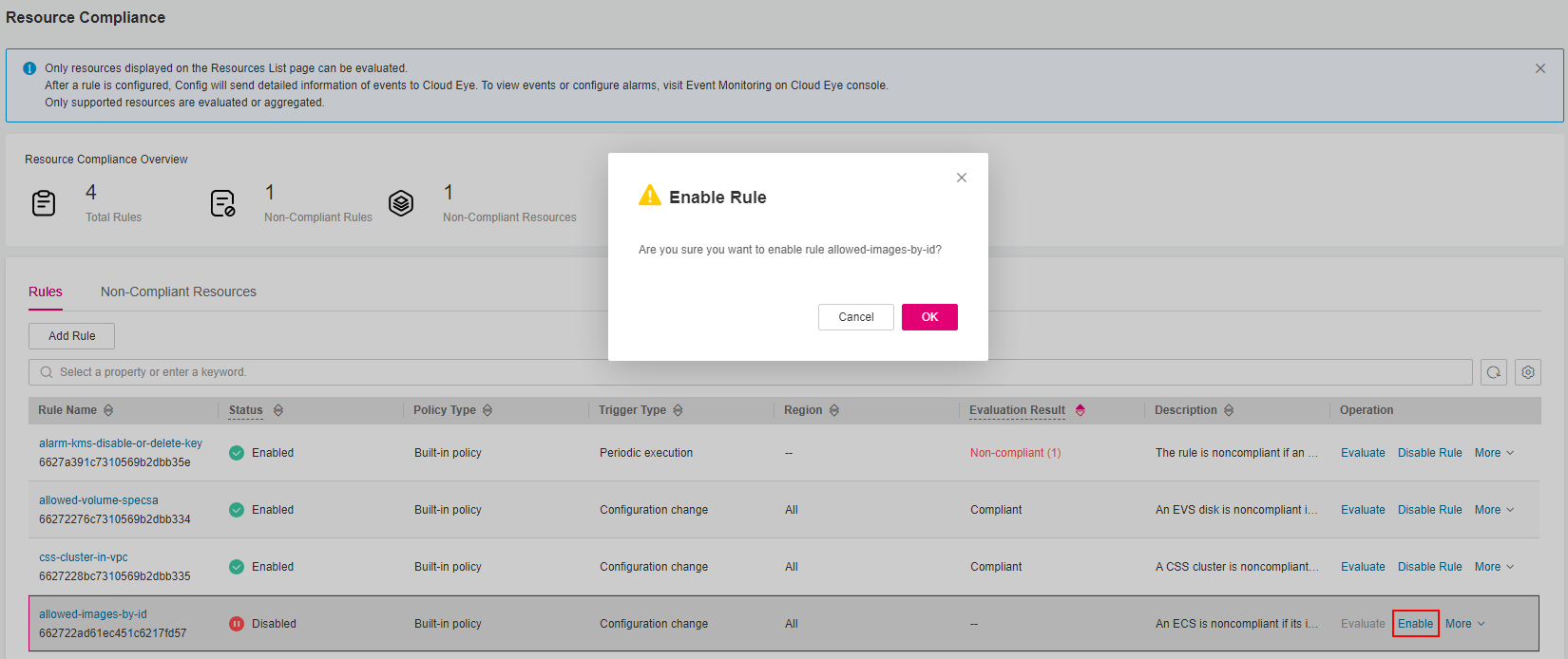 **Figure 2** Enabling a rule