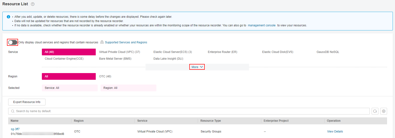 **Figure 2** Viewing all supported services