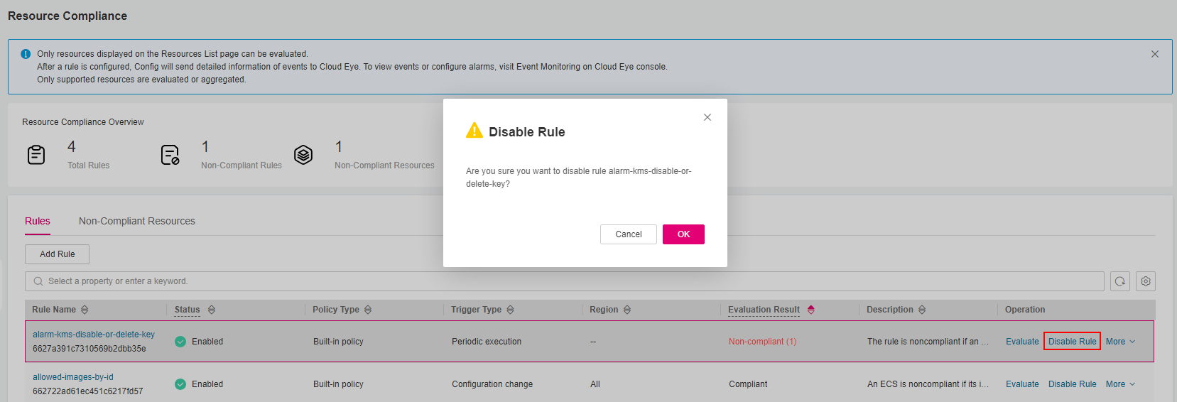 **Figure 1** Disabling a rule