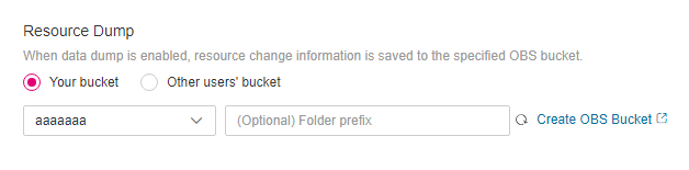 **Figure 3** Configuring an OBS bucket