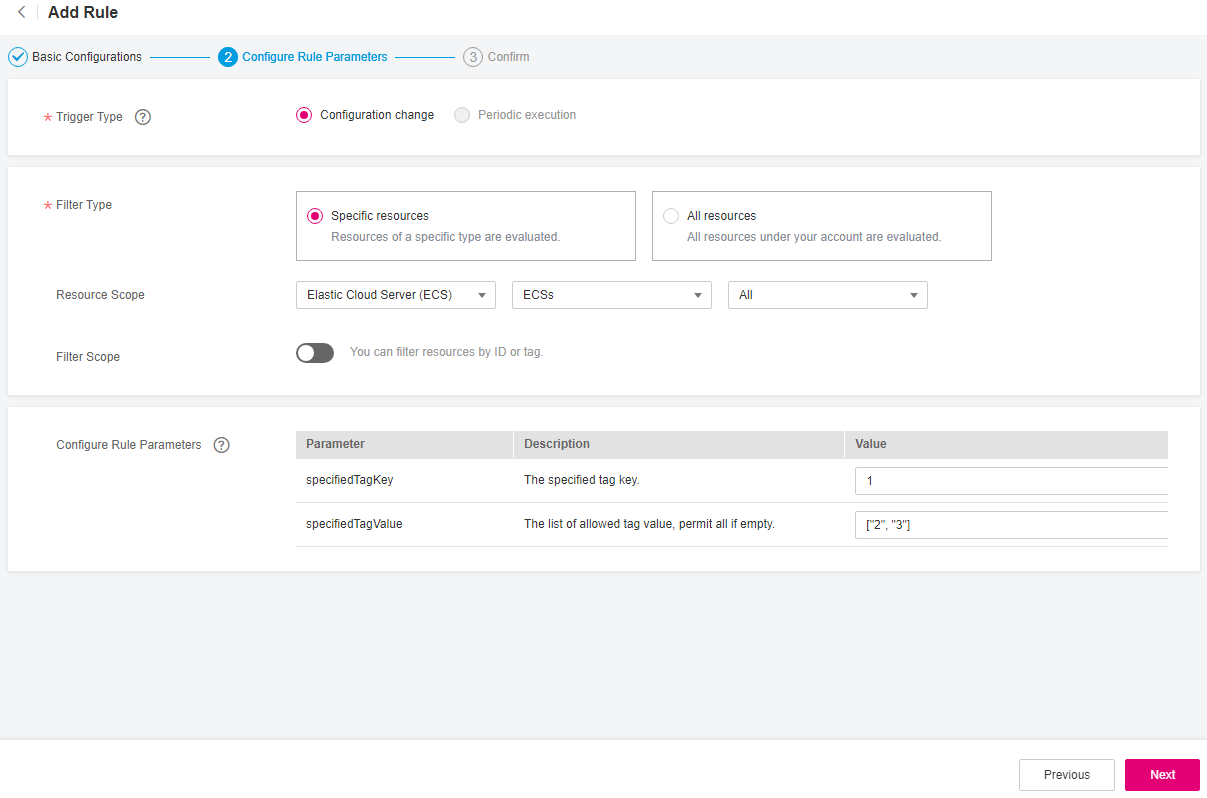 **Figure 3** Configure Rule Parameters