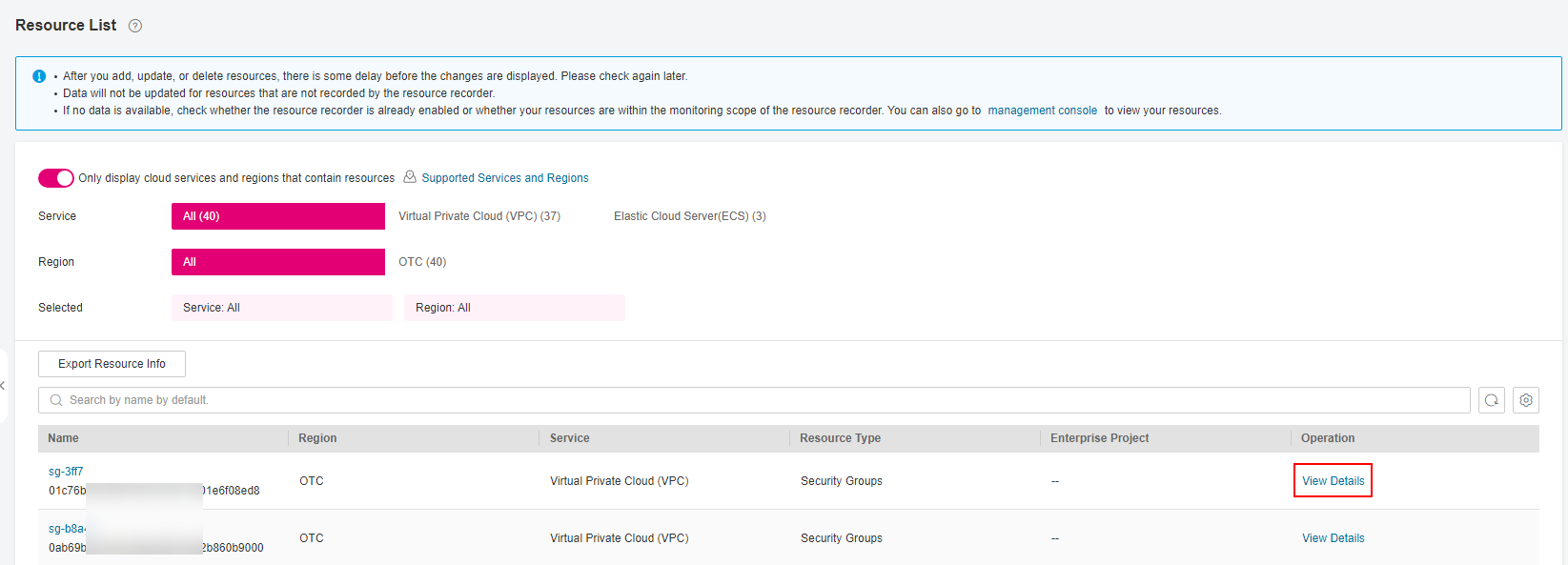 **Figure 1** Viewing resource details