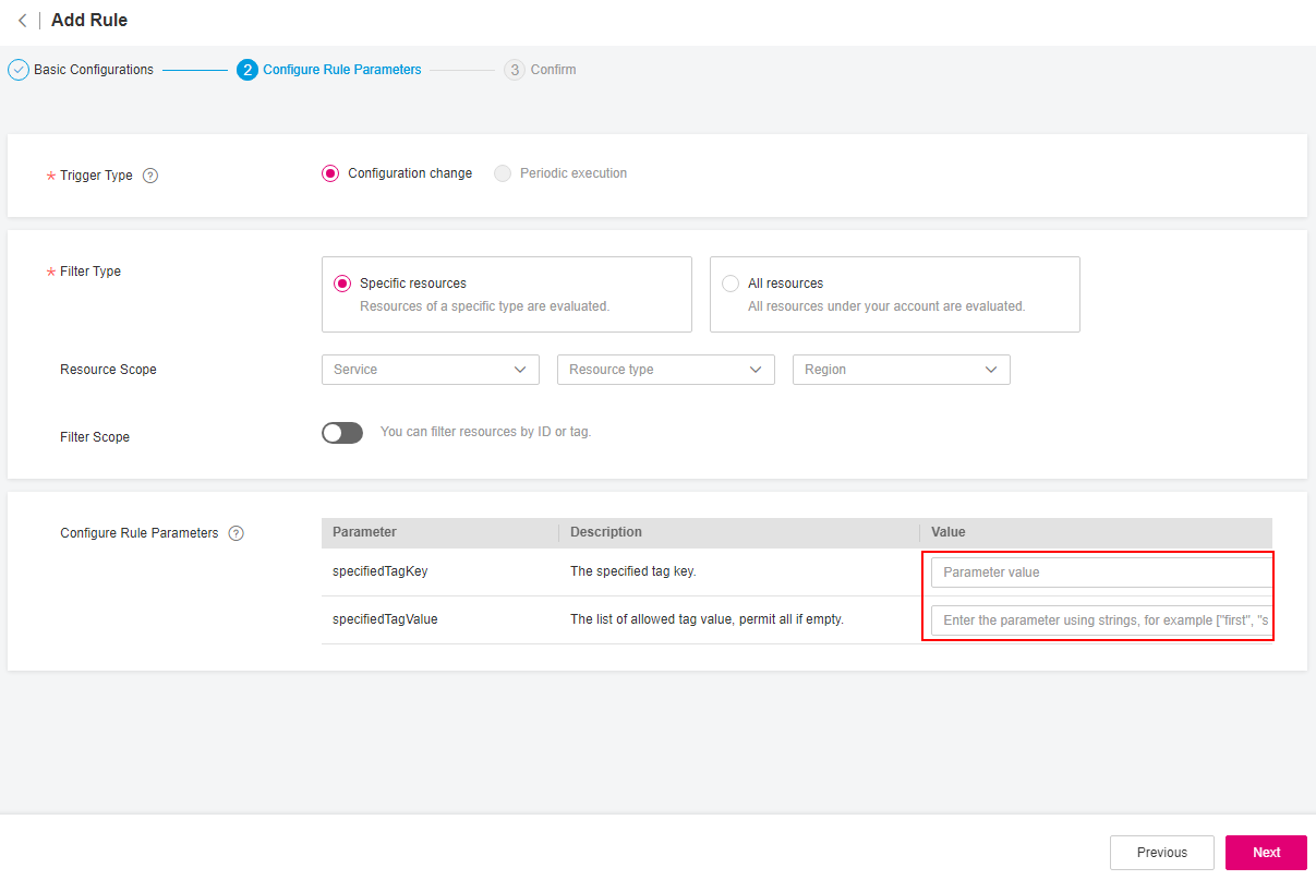 **Figure 1** **Configure Rule Parameters** for a predefined policy