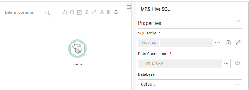 **Figure 3** Configuring properties for an MRS Hive SQL node