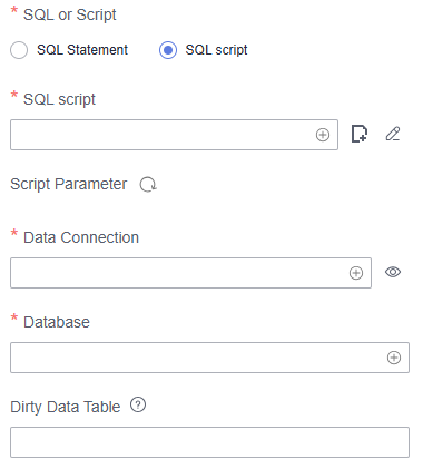 **Figure 2** Configuring properties for the DWS SQL node