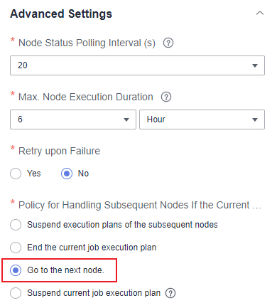 **Figure 2** Configuring the failure policy for the CDM node