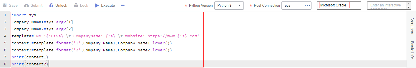 **Figure 1** Editing the Python statements