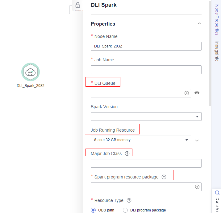 **Figure 3** Configuring node properties