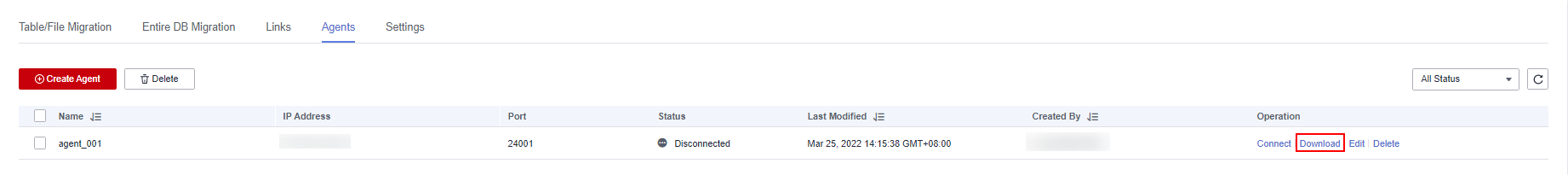 **Figure 4** Downloading an agent