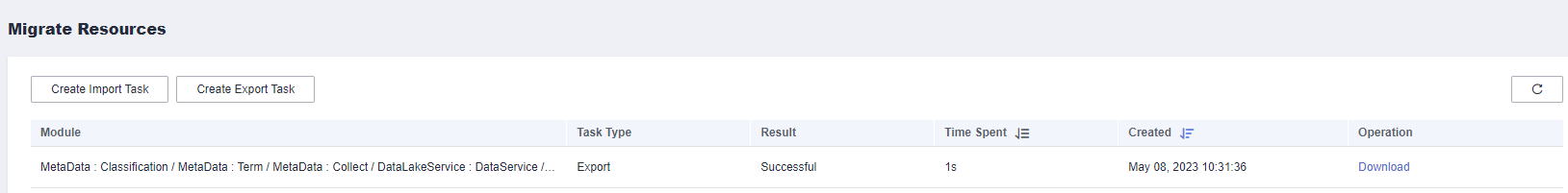 **Figure 4** Downloading the exported result