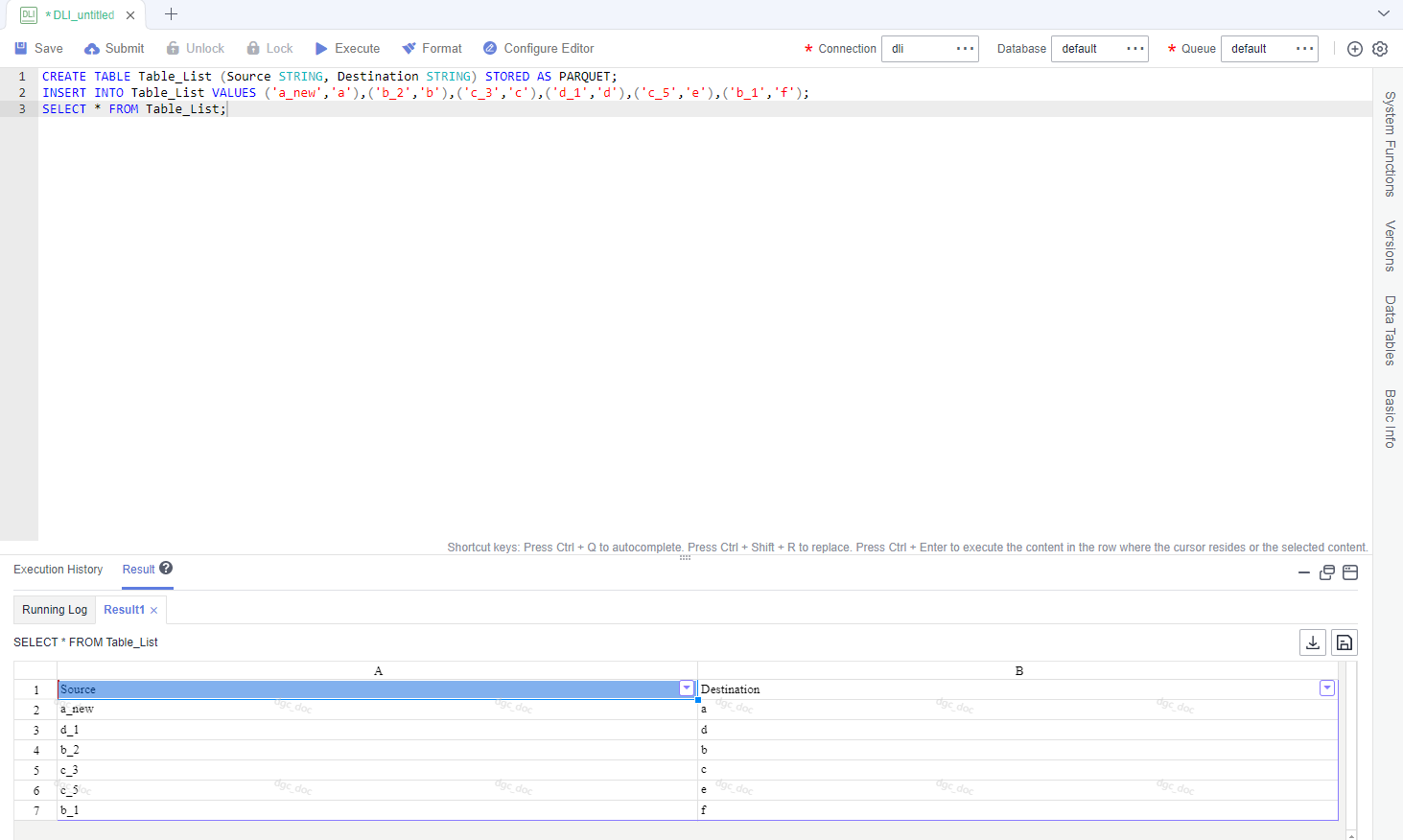 **Figure 2** Data in the Table_List table