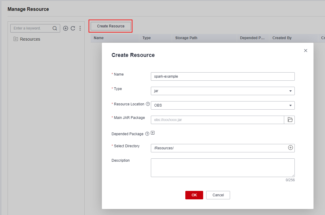 **Figure 1** Creating a resource