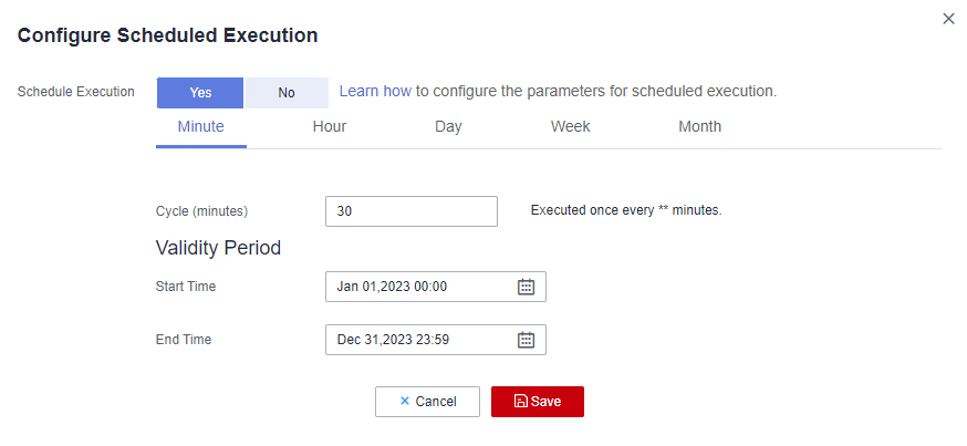 **Figure 1** Scheduling job execution by minute