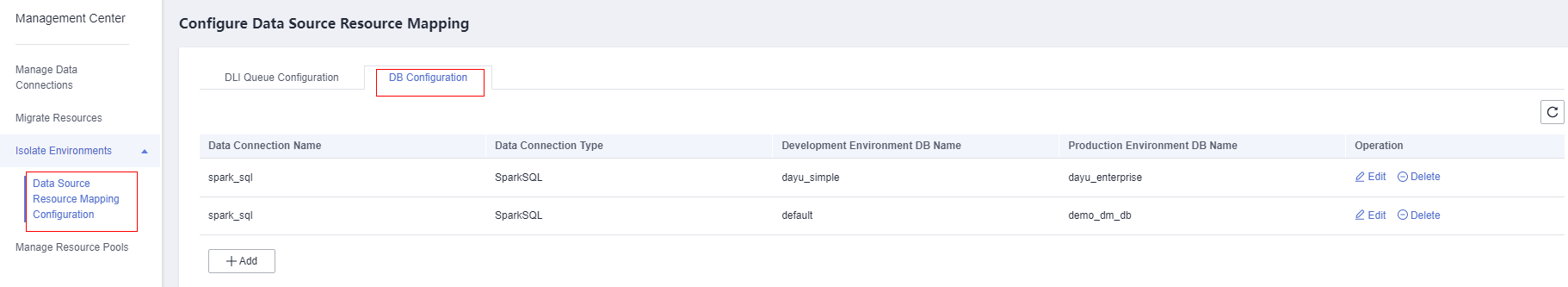 **Figure 4** DB Configuration