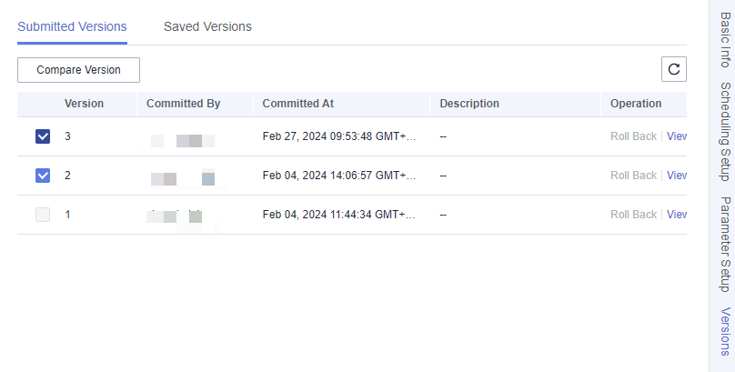 **Figure 4** Comparing versions