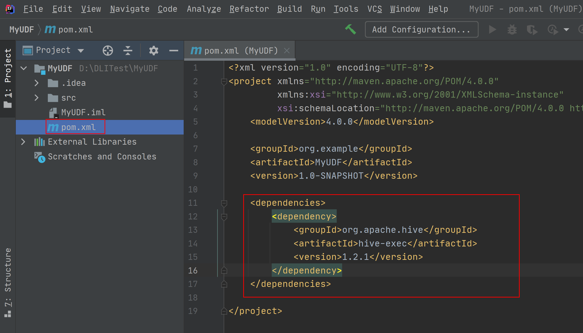 **Figure 5** Adding configurations to the POM file