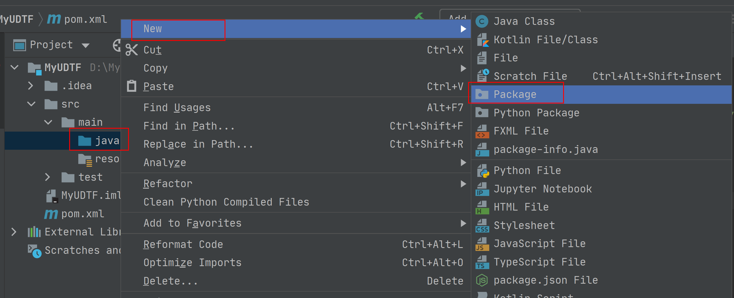 **Figure 6** Creating a package and a class file