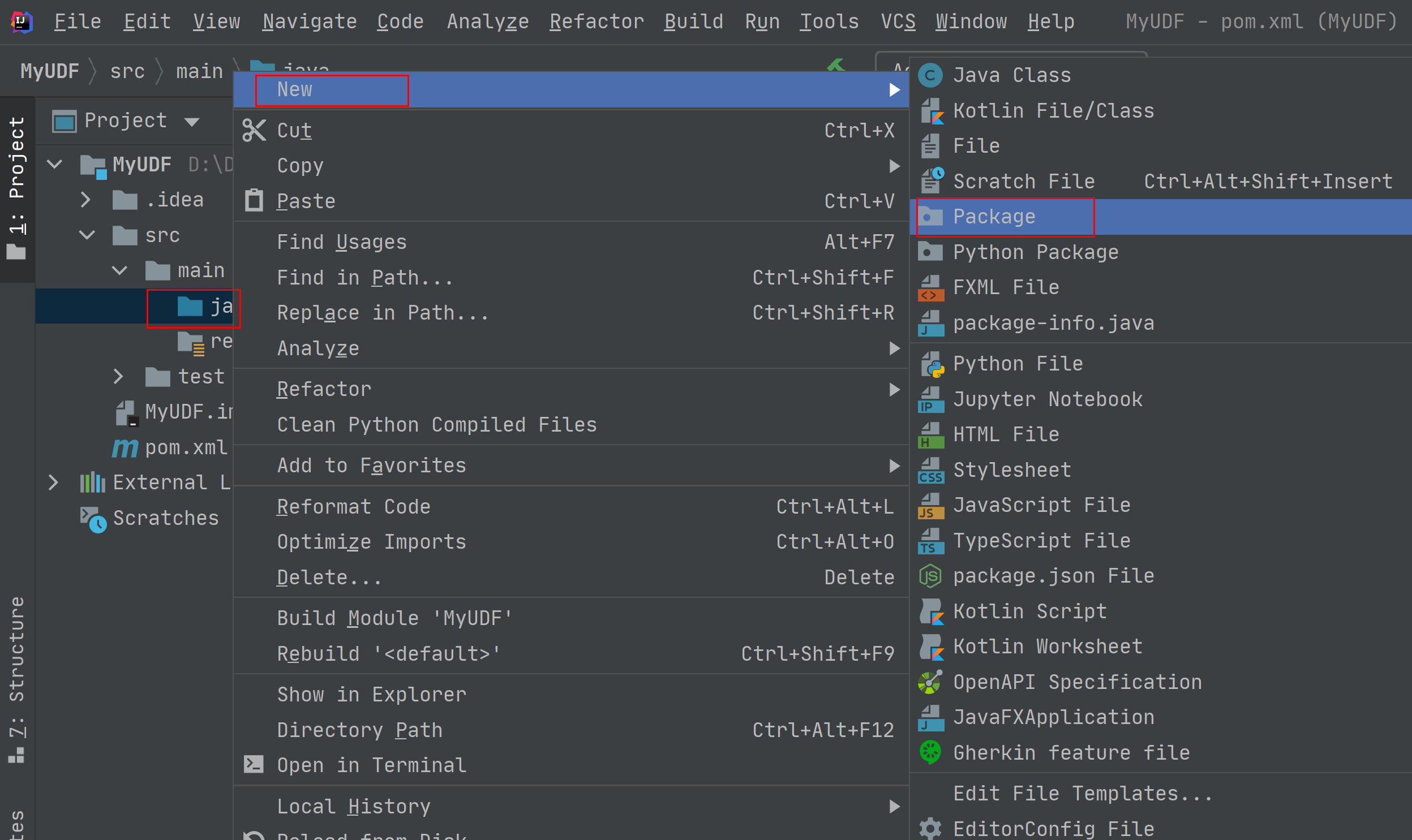 **Figure 6** Creating a package and a class file