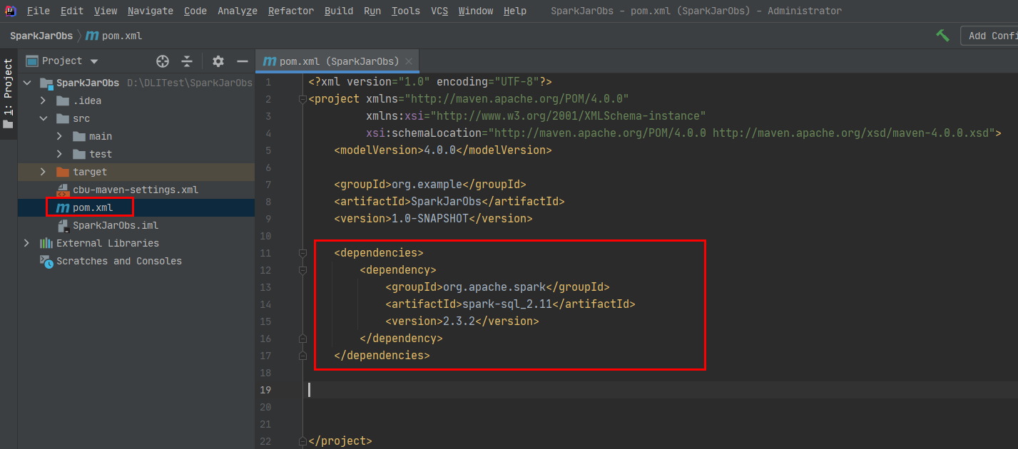 **Figure 5** Modifying the **pom.xml** file