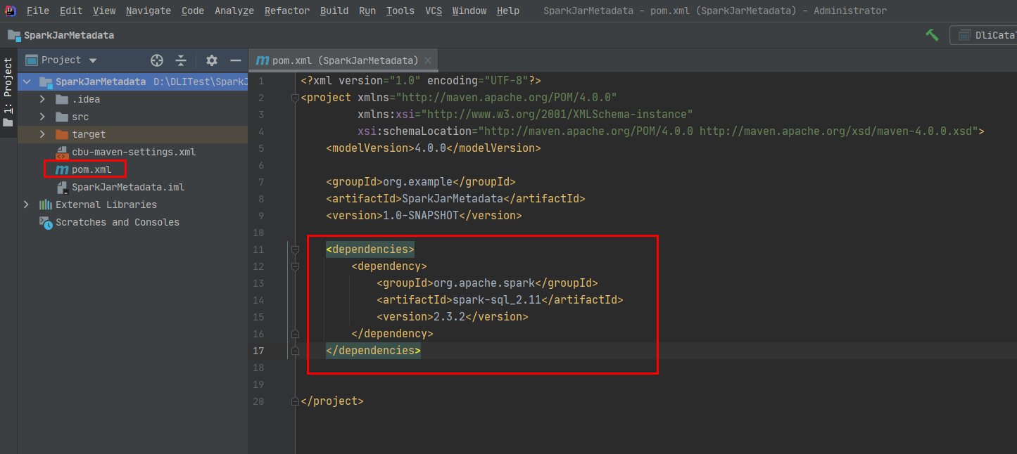 **Figure 5** Modifying the **pom.xml** file