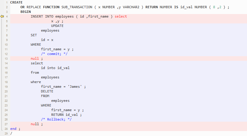 **Figure 6** Output - Subtransaction Handling