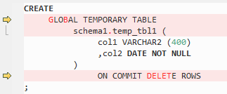 **Figure 1** GLOBAL TEMPORARY TABLE and ON COMMIT DELETE ROWS