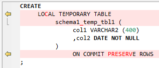 **Figure 2** LOCAL TEMPORARY TABLE and ON COMMIT PRESERVE ROWS
