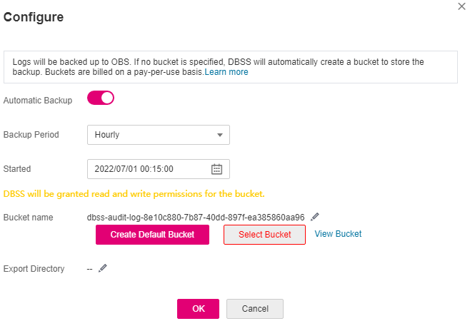 **Figure 1** Configure Automatic Backup dialog box