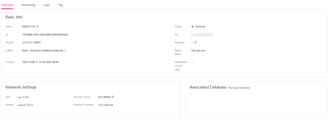 **Figure 1** Viewing the instance overview