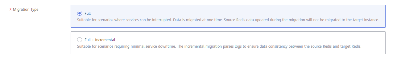 **Figure 1** Selecting the migration type