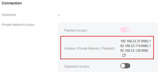 **Figure 1** Viewing the connection addresses and ports of brokers of a Kafka instance